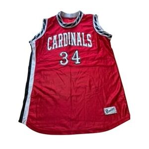 VTG! "Powers" Cardinals 34 Jersey Red Sleeveless Mesh Athletic Shirt USA FLAWS